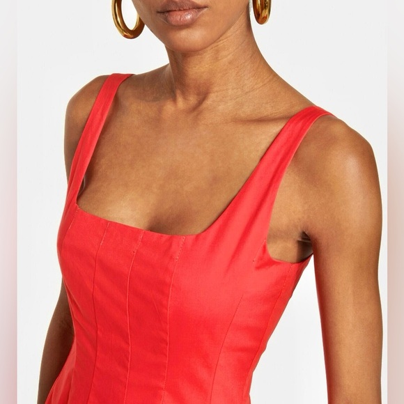 NWT Staud Wells Mini Dress Cayenne - Picture 3 of 16